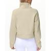 imageTHE GYM PEOPLE Womens Half Zip Pullover Fleece Stand Collar Crop Sweatshirt with Pockets Thumb HoleKhaki