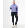 imageTHE GYM PEOPLE Womens Half Zip Pullover Fleece Stand Collar Crop Sweatshirt with Pockets Thumb HoleLavender Purple