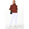 imageTHE GYM PEOPLE Womens Half Zip Pullover Fleece Stand Collar Crop Sweatshirt with Pockets Thumb HoleMaroon