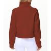 imageTHE GYM PEOPLE Womens Half Zip Pullover Fleece Stand Collar Crop Sweatshirt with Pockets Thumb HoleMaroon