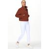 imageTHE GYM PEOPLE Womens Half Zip Pullover Fleece Stand Collar Crop Sweatshirt with Pockets Thumb HoleMaroon