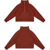 imageTHE GYM PEOPLE Womens Half Zip Pullover Fleece Stand Collar Crop Sweatshirt with Pockets Thumb HoleMaroon