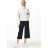 imageTHE GYM PEOPLE Womens Half Zip Pullover Fleece Stand Collar Crop Sweatshirt with Pockets Thumb HoleOffwhite