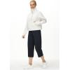 imageTHE GYM PEOPLE Womens Half Zip Pullover Fleece Stand Collar Crop Sweatshirt with Pockets Thumb HoleOffwhite