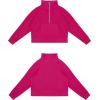 imageTHE GYM PEOPLE Womens Half Zip Pullover Fleece Stand Collar Crop Sweatshirt with Pockets Thumb HolePitaya Red