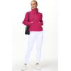 imageTHE GYM PEOPLE Womens Half Zip Pullover Fleece Stand Collar Crop Sweatshirt with Pockets Thumb HolePitaya Red