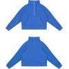 imageTHE GYM PEOPLE Womens Half Zip Pullover Fleece Stand Collar Crop Sweatshirt with Pockets Thumb HoleSea Blue