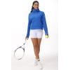 imageTHE GYM PEOPLE Womens Half Zip Pullover Fleece Stand Collar Crop Sweatshirt with Pockets Thumb HoleSea Blue