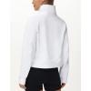 imageTHE GYM PEOPLE Womens Half Zip Pullover Fleece Stand Collar Crop Sweatshirt with Pockets Thumb HoleWhite