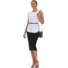 imageTHE GYM PEOPLE Womens High Waist Tummy Control Pencil Skirts Stretchy Bodycon Midi Skirt Below Knee with Back SlitBlack