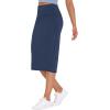 imageTHE GYM PEOPLE Womens High Waist Tummy Control Pencil Skirts Stretchy Bodycon Midi Skirt Below Knee with Back SlitBlue