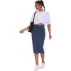 imageTHE GYM PEOPLE Womens High Waist Tummy Control Pencil Skirts Stretchy Bodycon Midi Skirt Below Knee with Back SlitBlue