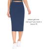 imageTHE GYM PEOPLE Womens High Waist Tummy Control Pencil Skirts Stretchy Bodycon Midi Skirt Below Knee with Back SlitBlue