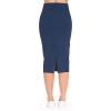 imageTHE GYM PEOPLE Womens High Waist Tummy Control Pencil Skirts Stretchy Bodycon Midi Skirt Below Knee with Back SlitBlue