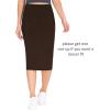 imageTHE GYM PEOPLE Womens High Waist Tummy Control Pencil Skirts Stretchy Bodycon Midi Skirt Below Knee with Back SlitBrown