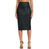 imageTHE GYM PEOPLE Womens High Waist Tummy Control Pencil Skirts Stretchy Bodycon Midi Skirt Below Knee with Back SlitFaux Leather Coated