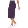 imageTHE GYM PEOPLE Womens High Waist Tummy Control Pencil Skirts Stretchy Bodycon Midi Skirt Below Knee with Back SlitGrape Purple