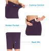 imageTHE GYM PEOPLE Womens High Waist Tummy Control Pencil Skirts Stretchy Bodycon Midi Skirt Below Knee with Back SlitGrape Purple