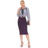 imageTHE GYM PEOPLE Womens High Waist Tummy Control Pencil Skirts Stretchy Bodycon Midi Skirt Below Knee with Back SlitGrape Purple