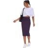 imageTHE GYM PEOPLE Womens High Waist Tummy Control Pencil Skirts Stretchy Bodycon Midi Skirt Below Knee with Back SlitGrape Purple