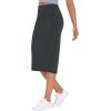 imageTHE GYM PEOPLE Womens High Waist Tummy Control Pencil Skirts Stretchy Bodycon Midi Skirt Below Knee with Back SlitGrey