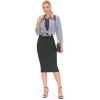 imageTHE GYM PEOPLE Womens High Waist Tummy Control Pencil Skirts Stretchy Bodycon Midi Skirt Below Knee with Back SlitGrey