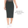 imageTHE GYM PEOPLE Womens High Waist Tummy Control Pencil Skirts Stretchy Bodycon Midi Skirt Below Knee with Back SlitGrey