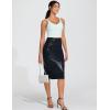 imageTHE GYM PEOPLE Womens High Waist Tummy Control Pencil Skirts Stretchy Bodycon Midi Skirt Below Knee with Back SlitLight Leather