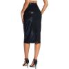 imageTHE GYM PEOPLE Womens High Waist Tummy Control Pencil Skirts Stretchy Bodycon Midi Skirt Below Knee with Back SlitLight Leather