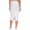 imageTHE GYM PEOPLE Womens High Waist Tummy Control Pencil Skirts Stretchy Bodycon Midi Skirt Below Knee with Back SlitWhite