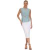 imageTHE GYM PEOPLE Womens High Waist Tummy Control Pencil Skirts Stretchy Bodycon Midi Skirt Below Knee with Back SlitWhite
