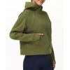imageTHE GYM PEOPLE Womens Hoodies Half Zip Long Sleeve Fleece Crop Pullover Sweatshirts with Pockets Thumb HoleArmy Green