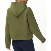 imageTHE GYM PEOPLE Womens Hoodies Half Zip Long Sleeve Fleece Crop Pullover Sweatshirts with Pockets Thumb HoleArmy Green