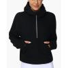 imageTHE GYM PEOPLE Womens Hoodies Half Zip Long Sleeve Fleece Crop Pullover Sweatshirts with Pockets Thumb HoleBlack