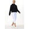imageTHE GYM PEOPLE Womens Hoodies Half Zip Long Sleeve Fleece Crop Pullover Sweatshirts with Pockets Thumb HoleBlack