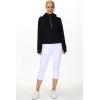 imageTHE GYM PEOPLE Womens Hoodies Half Zip Long Sleeve Fleece Crop Pullover Sweatshirts with Pockets Thumb HoleBlack