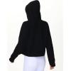 imageTHE GYM PEOPLE Womens Hoodies Half Zip Long Sleeve Fleece Crop Pullover Sweatshirts with Pockets Thumb HoleBlack