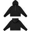imageTHE GYM PEOPLE Womens Hoodies Half Zip Long Sleeve Fleece Crop Pullover Sweatshirts with Pockets Thumb HoleBlack