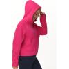 imageTHE GYM PEOPLE Womens Hoodies Half Zip Long Sleeve Fleece Crop Pullover Sweatshirts with Pockets Thumb HoleBright Pink