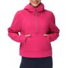 imageTHE GYM PEOPLE Womens Hoodies Half Zip Long Sleeve Fleece Crop Pullover Sweatshirts with Pockets Thumb HoleBright Pink