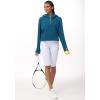 imageTHE GYM PEOPLE Womens Hoodies Half Zip Long Sleeve Fleece Crop Pullover Sweatshirts with Pockets Thumb HoleDark Blue Green