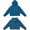 imageTHE GYM PEOPLE Womens Hoodies Half Zip Long Sleeve Fleece Crop Pullover Sweatshirts with Pockets Thumb HoleDark Blue Green