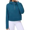 imageTHE GYM PEOPLE Womens Hoodies Half Zip Long Sleeve Fleece Crop Pullover Sweatshirts with Pockets Thumb HoleDark Blue Green
