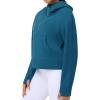 imageTHE GYM PEOPLE Womens Hoodies Half Zip Long Sleeve Fleece Crop Pullover Sweatshirts with Pockets Thumb HoleDark Blue Green