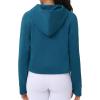 imageTHE GYM PEOPLE Womens Hoodies Half Zip Long Sleeve Fleece Crop Pullover Sweatshirts with Pockets Thumb HoleDark Blue Green