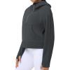 imageTHE GYM PEOPLE Womens Hoodies Half Zip Long Sleeve Fleece Crop Pullover Sweatshirts with Pockets Thumb HoleDark Grey