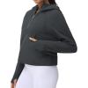 imageTHE GYM PEOPLE Womens Hoodies Half Zip Long Sleeve Fleece Crop Pullover Sweatshirts with Pockets Thumb HoleDark Grey