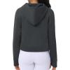imageTHE GYM PEOPLE Womens Hoodies Half Zip Long Sleeve Fleece Crop Pullover Sweatshirts with Pockets Thumb HoleDark Grey