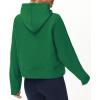 imageTHE GYM PEOPLE Womens Hoodies Half Zip Long Sleeve Fleece Crop Pullover Sweatshirts with Pockets Thumb HoleGreen