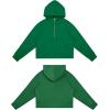 imageTHE GYM PEOPLE Womens Hoodies Half Zip Long Sleeve Fleece Crop Pullover Sweatshirts with Pockets Thumb HoleGreen